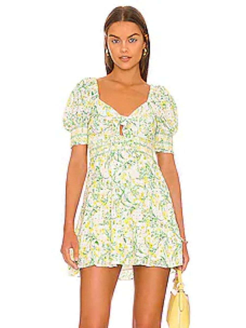 Alice & Olivia Kristie Eyelet Floral Puff Sleeve Mini Dress